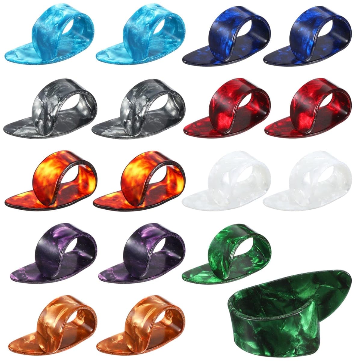 Heclia 12 Pcs Thumb Picks Guitar Finger Pick Adjustable Bass Guitars Thumb Finger Picks Set Celluloid Flat Thumbpicks Fingertip Protector for Acoustic Guitar Ukulele Fingerstyle — image 1