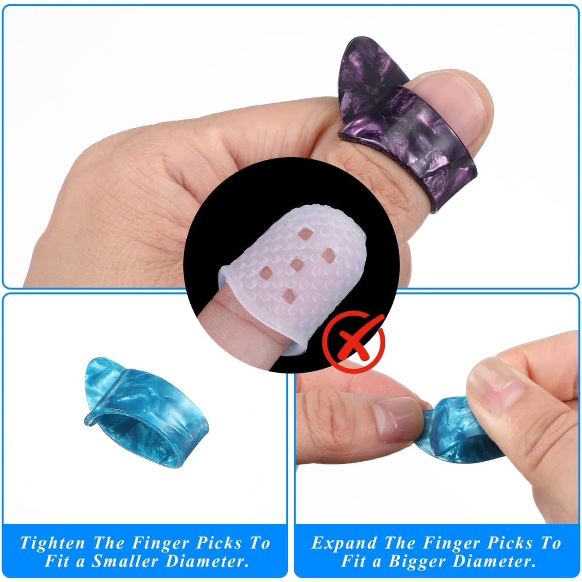 Heclia 12 Pcs Thumb Picks Guitar Finger Pick Adjustable Bass Guitars Thumb Finger Picks Set Celluloid Flat Thumbpicks Fingertip Protector for Acoustic Guitar Ukulele Fingerstyle thumbnail 2