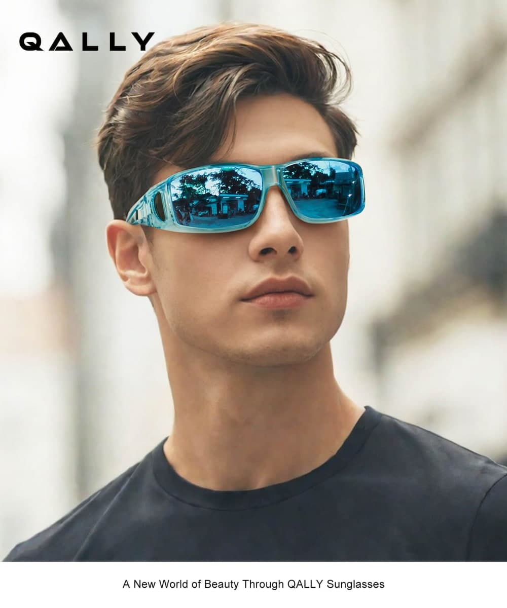 QALLY Sunglasses-for-Men Polarized Mens Over-Glasses-Sunglasses: Classic Sun Glasses for Women with UV400 for Driving Fishing thumbnail 2
