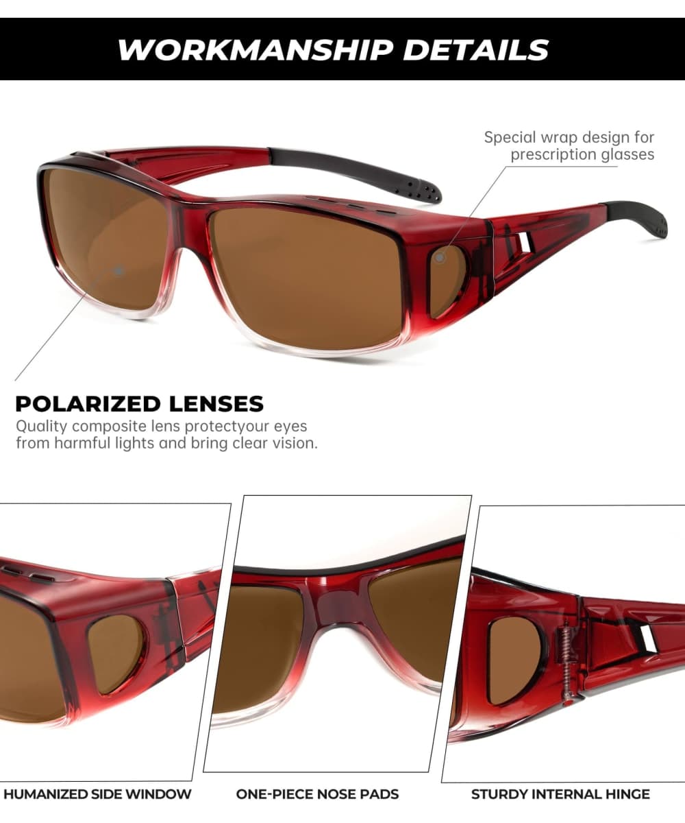 QALLY Sunglasses-for-Men Polarized Mens Over-Glasses-Sunglasses: Classic Sun Glasses for Women with UV400 for Driving Fishing thumbnail 3