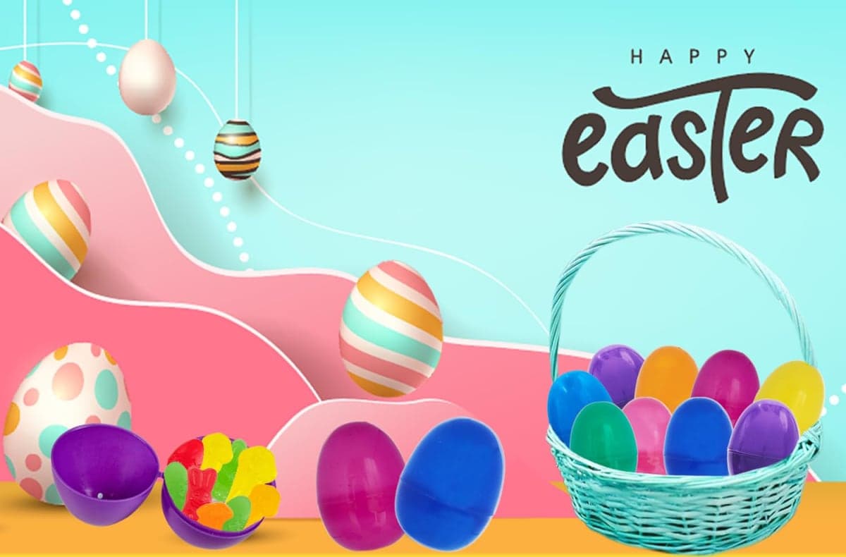 The Dreidel Company Fillable Easter Eggs with Hinge Bulk Colorful Bright Plastic Easter Eggs, Perfect for Easter Egg Hunt, Suprise Egg, Easter Hunt, 2.25" Assorted Colors (50-Pack) thumbnail 2