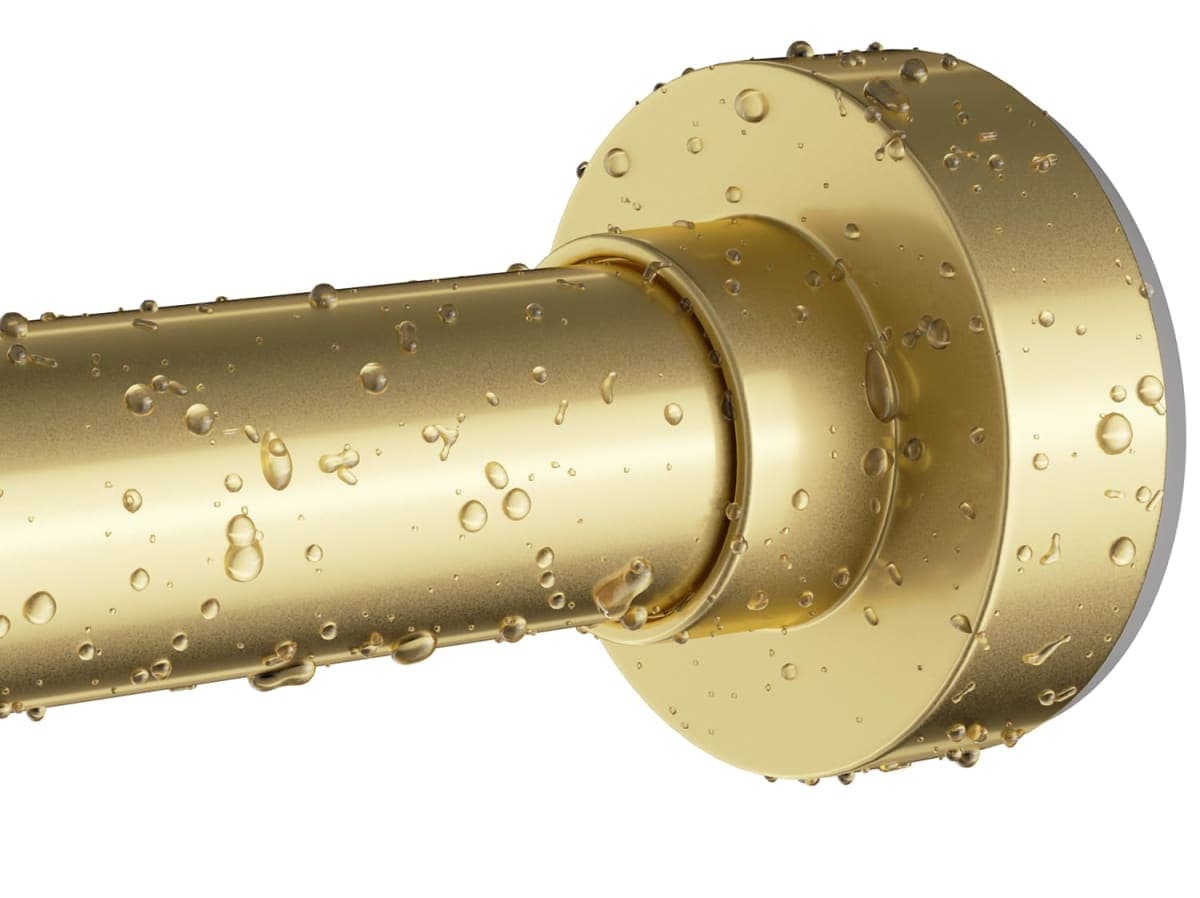 Emlaoe Gold Shower Curtain Rod 34-66 Inches(2.8-5.5ft) Never Rust Adjustable Shower Rod Spring Tension Non Slip No Drilling Shower Rods for Bathroom Garland Window — image 1