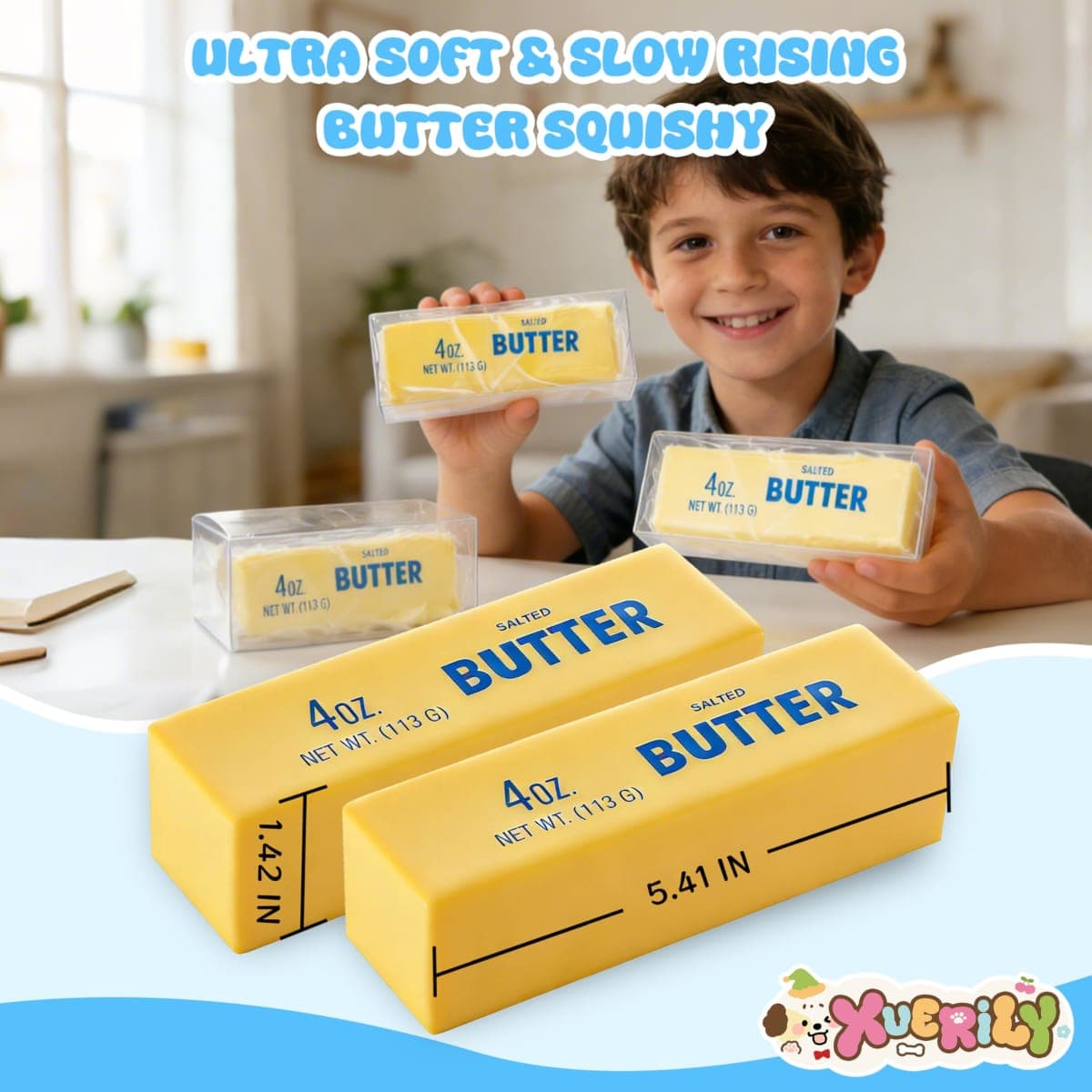 XUERILY Squishy Stress Ball & Slow Rising Butter Squishy Fidget Toys Set - 4 Pack Ultra Soft Sensory Toys, Cute Taba Pack for Kids Adults, Desk Toy, Party Favors & Gift Ideas thumbnail 2
