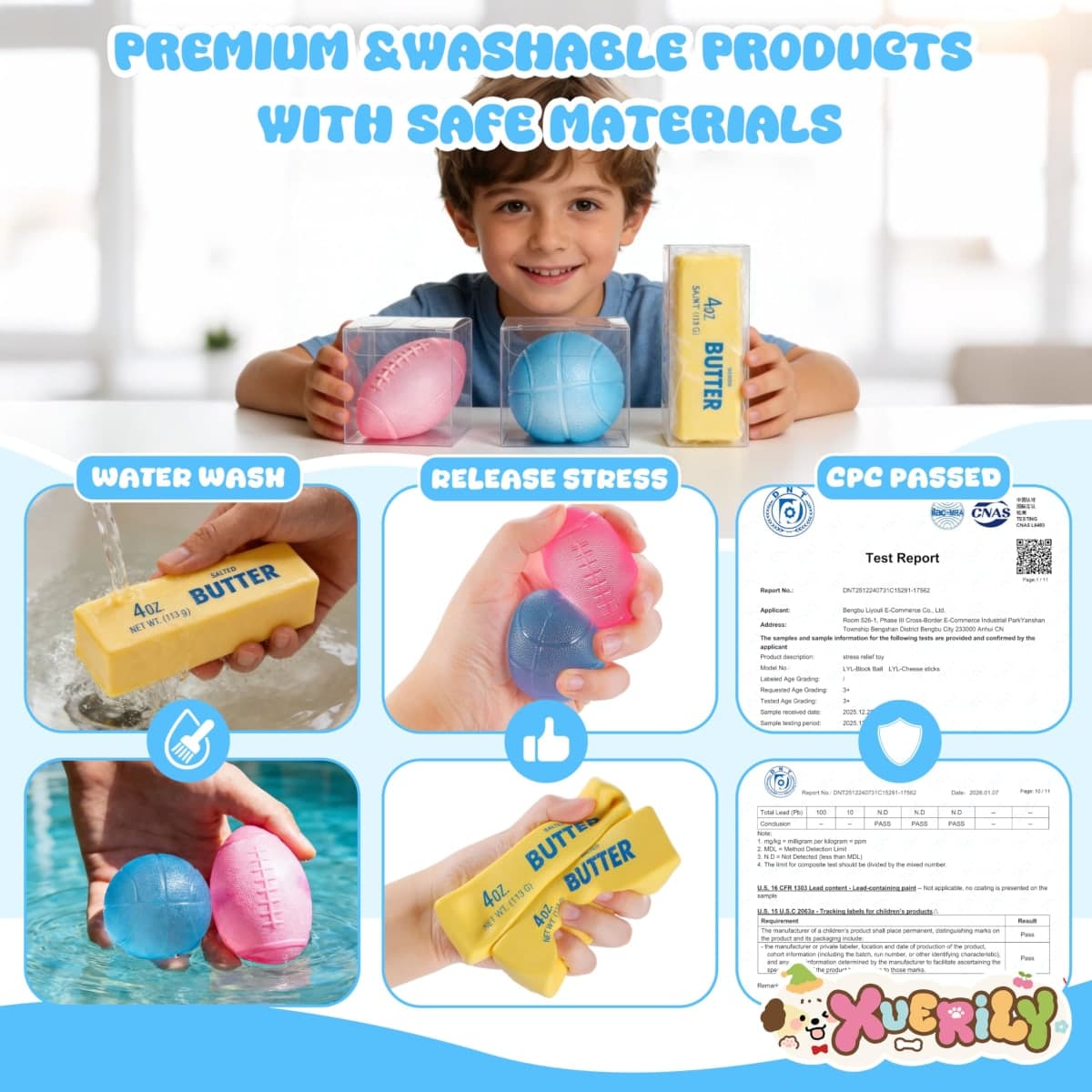 XUERILY Squishy Stress Ball & Slow Rising Butter Squishy Fidget Toys Set - 4 Pack Ultra Soft Sensory Toys, Cute Taba Pack for Kids Adults, Desk Toy, Party Favors & Gift Ideas thumbnail 5