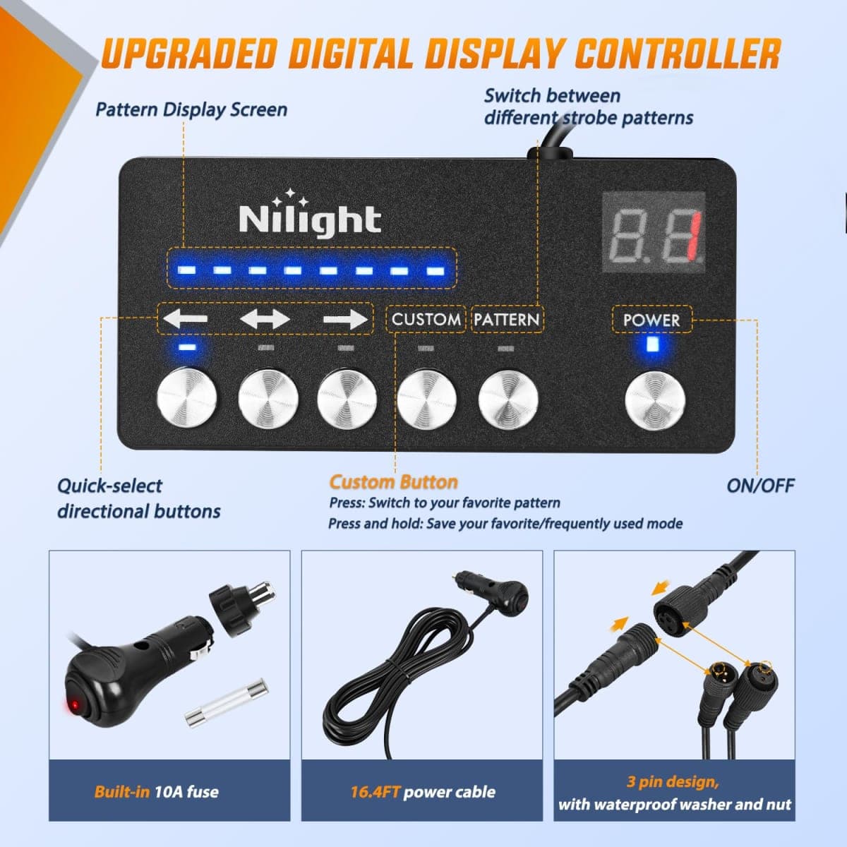 Nilight 2PCS 70 Inch Emergency Strobe Light Strip with Controller 864 LED White Running Board Lights Flexible Side Flashing Warning Caution Safety Waterproof for Truck Construction Pickup thumbnail 2