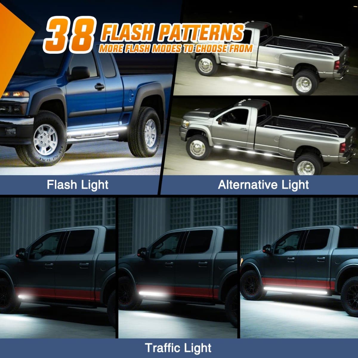 Nilight 2PCS 70 Inch Emergency Strobe Light Strip with Controller 864 LED White Running Board Lights Flexible Side Flashing Warning Caution Safety Waterproof for Truck Construction Pickup thumbnail 4