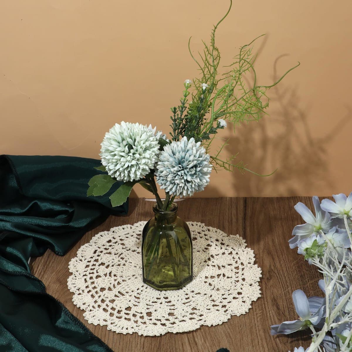 Crochet Doilies, 4 Pcs 10 Inch Beige Doilies for Tables Vintage Doilies for Furniture, Round Handmade Lace Placemats Knitted Tablecloth Corrugated Edge for Kitchen Dining Room Wedding Party Decor thumbnail 4