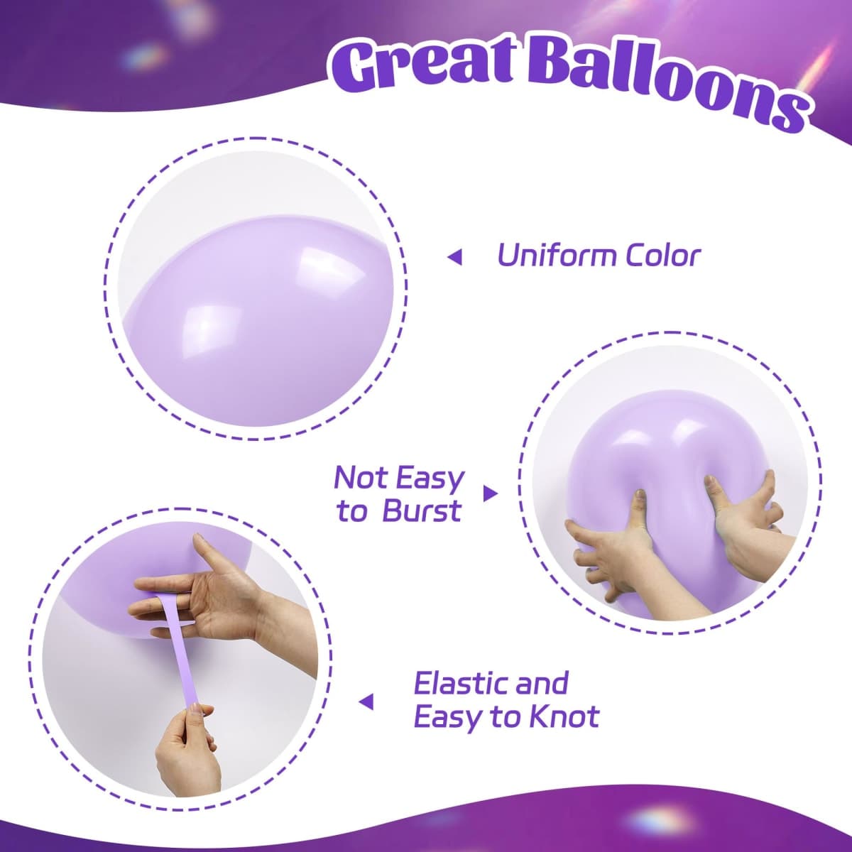 60pcs Purple Balloons 12 Inch with Metallic Pastel Dark Purple Confetti Balloons for Purple Birthday Wedding Baby Shower Party Decorations thumbnail 3
