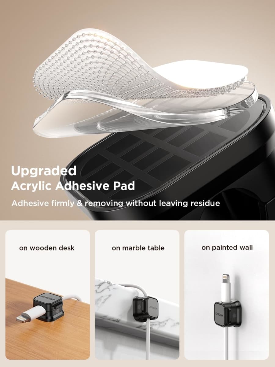 6 Pack Magnetic Cable Clips [Cable Smooth Adjustable] Cord Holder, Under Desk Cable Management, JOYROOM Adhesive Wire Holder Keeper Organizer for Home Office Desk Phone Car Wall Desktop Nightstand thumbnail 4