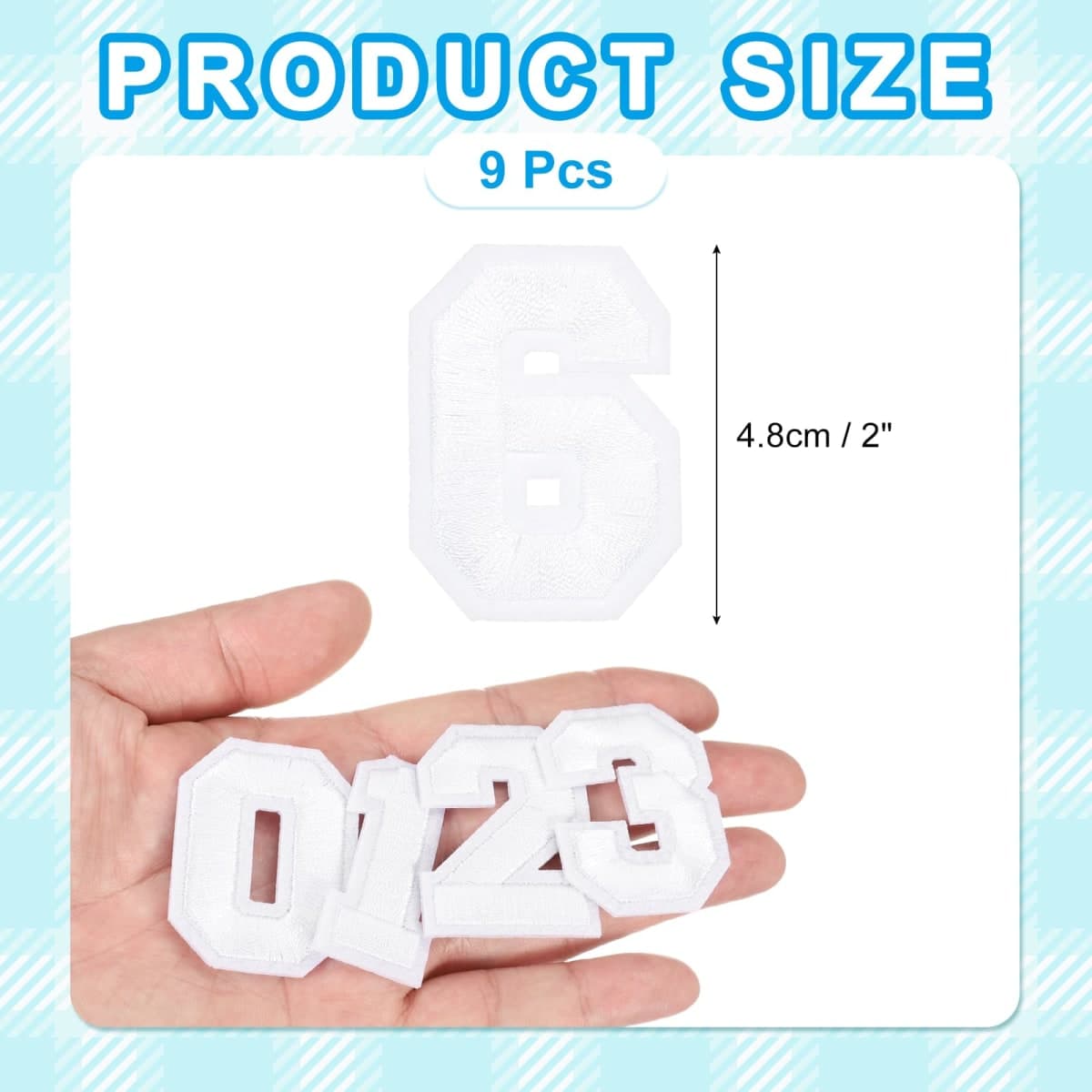 MECCANIXITY Iron on Number Patches 2" Number 6 Iron on Embroidered Patch Sew on Letter Stickers Applique for Repairing Clothing Jeans Shoes Hats DIY(White, Pack of 9) thumbnail 2