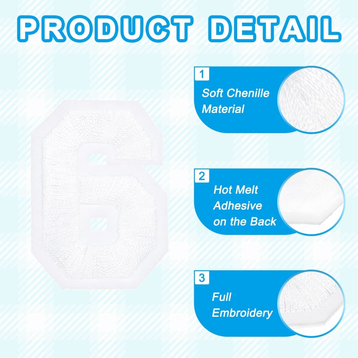 MECCANIXITY Iron on Number Patches 2" Number 6 Iron on Embroidered Patch Sew on Letter Stickers Applique for Repairing Clothing Jeans Shoes Hats DIY(White, Pack of 9) thumbnail 3