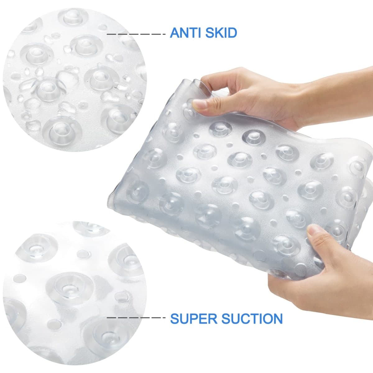 AmazerBath Bath Tub Mat, Medium Size 27.6 x 15 Inches Non-Slip Shower Mats with Suction Cups and Drain Holes, Bathroom Bathtub Mats Machine Washable (Clear) thumbnail 2