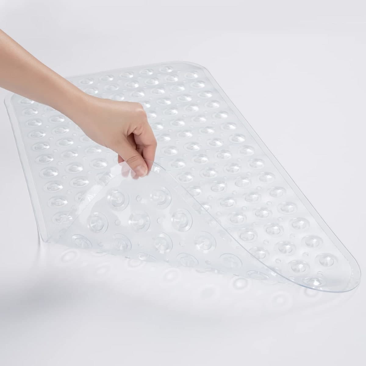 AmazerBath Bath Tub Mat, Medium Size 27.6 x 15 Inches Non-Slip Shower Mats with Suction Cups and Drain Holes, Bathroom Bathtub Mats Machine Washable (Clear) thumbnail 3