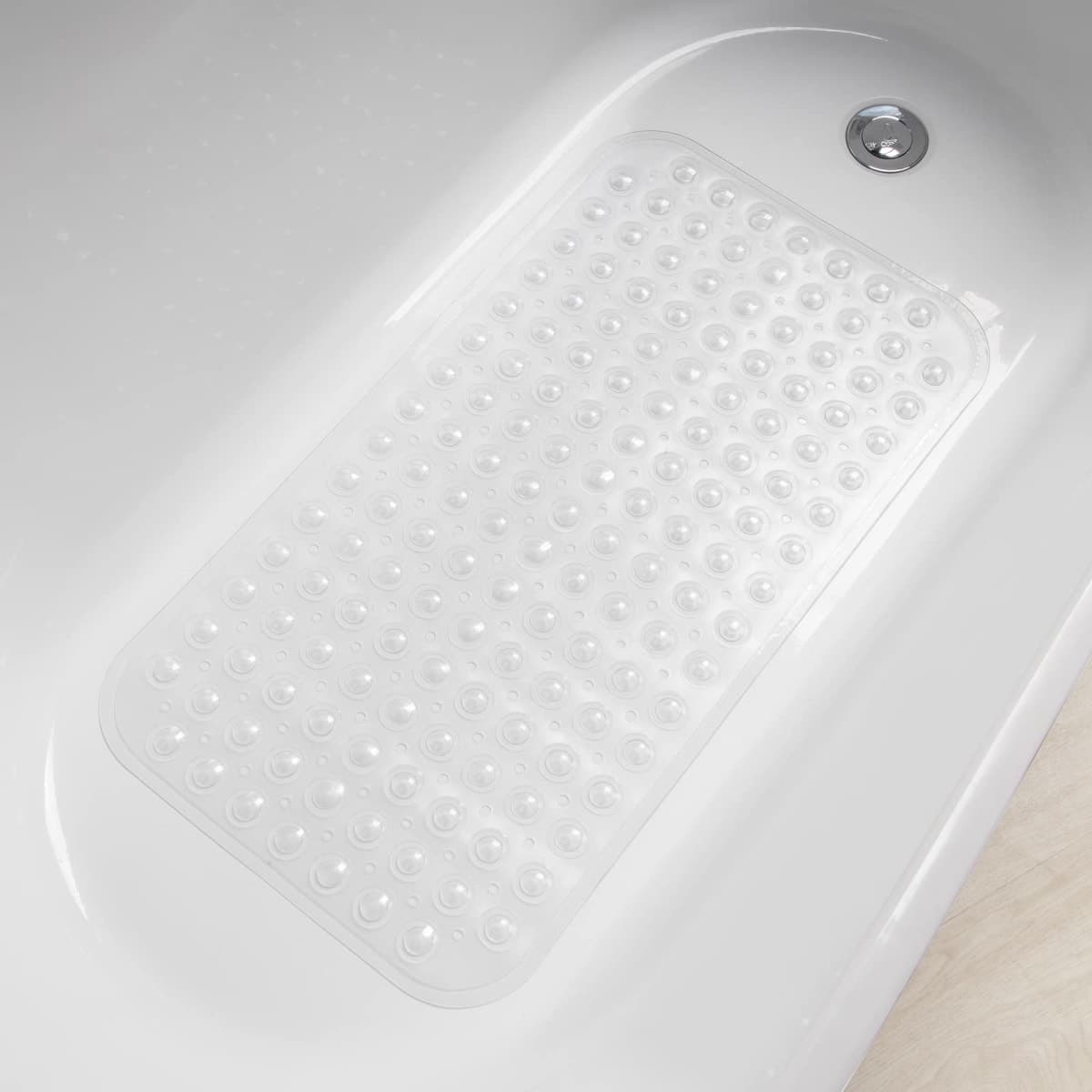 AmazerBath Bath Tub Mat, Medium Size 27.6 x 15 Inches Non-Slip Shower Mats with Suction Cups and Drain Holes, Bathroom Bathtub Mats Machine Washable (Clear) thumbnail 5