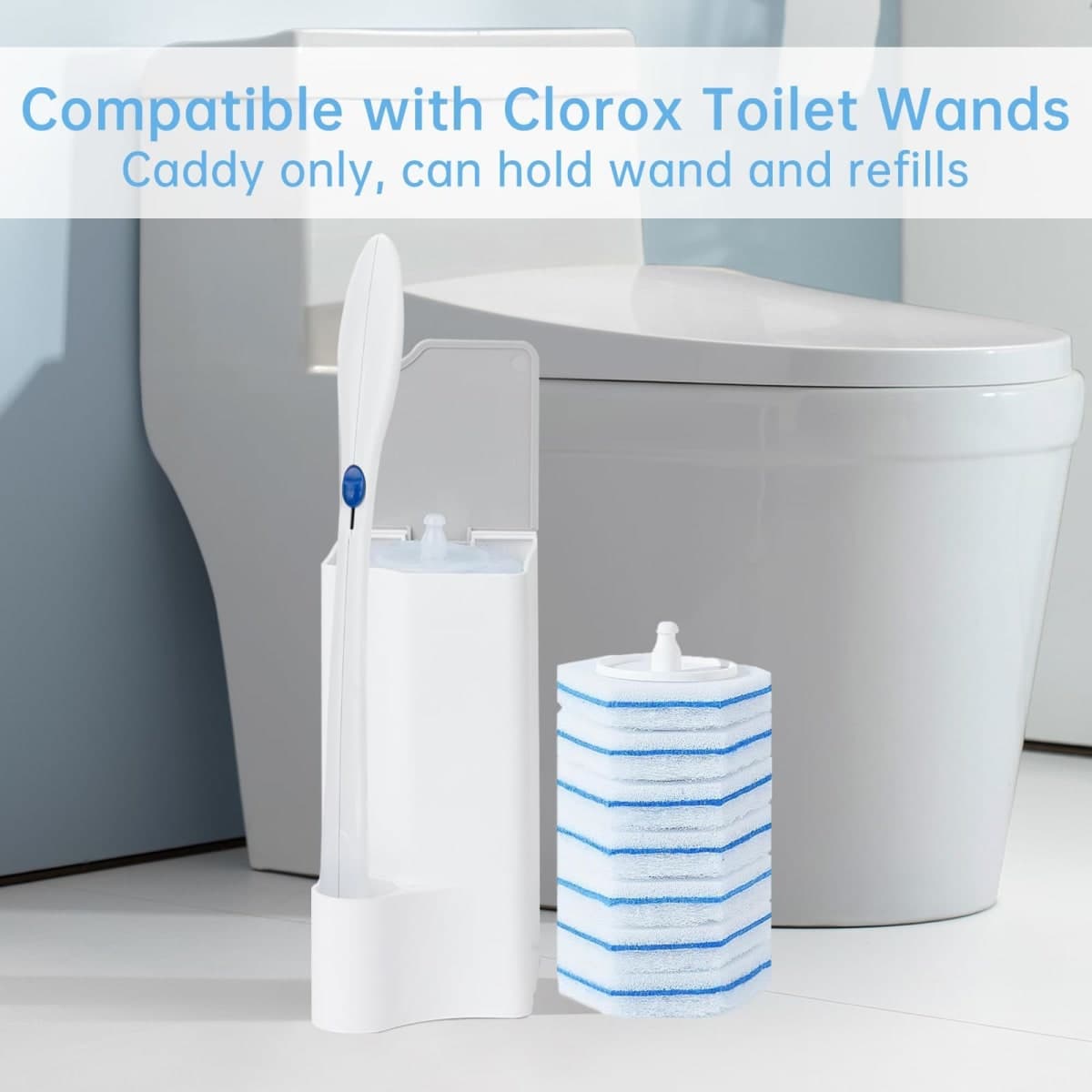 Holder for Clorox Toilet Wand, Compatible with Clorox Toilet Wand Holder only, White & Gray thumbnail 2
