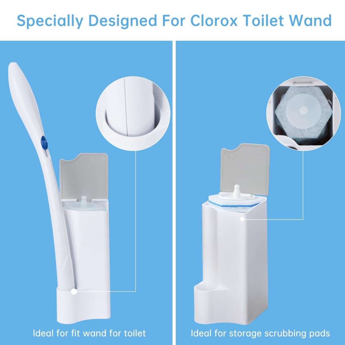 Holder for Clorox Toilet Wand, Compatible with Clorox Toilet Wand Holder only, White & Gray thumbnail 4