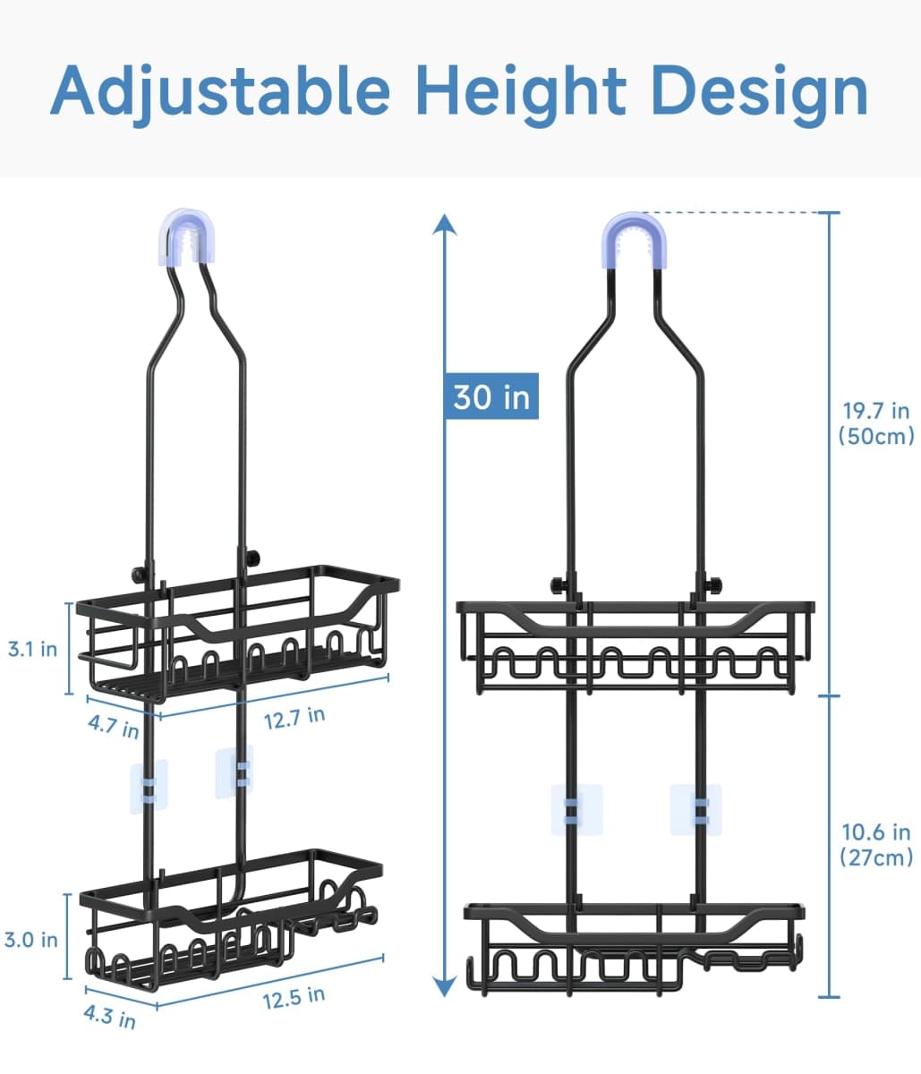 Joqixon Upgraded Extended Length Shower Organizer with Hooks, Rustproof Shampoo Soap Holder, Large Hanging Bathroom Caddy thumbnail 4