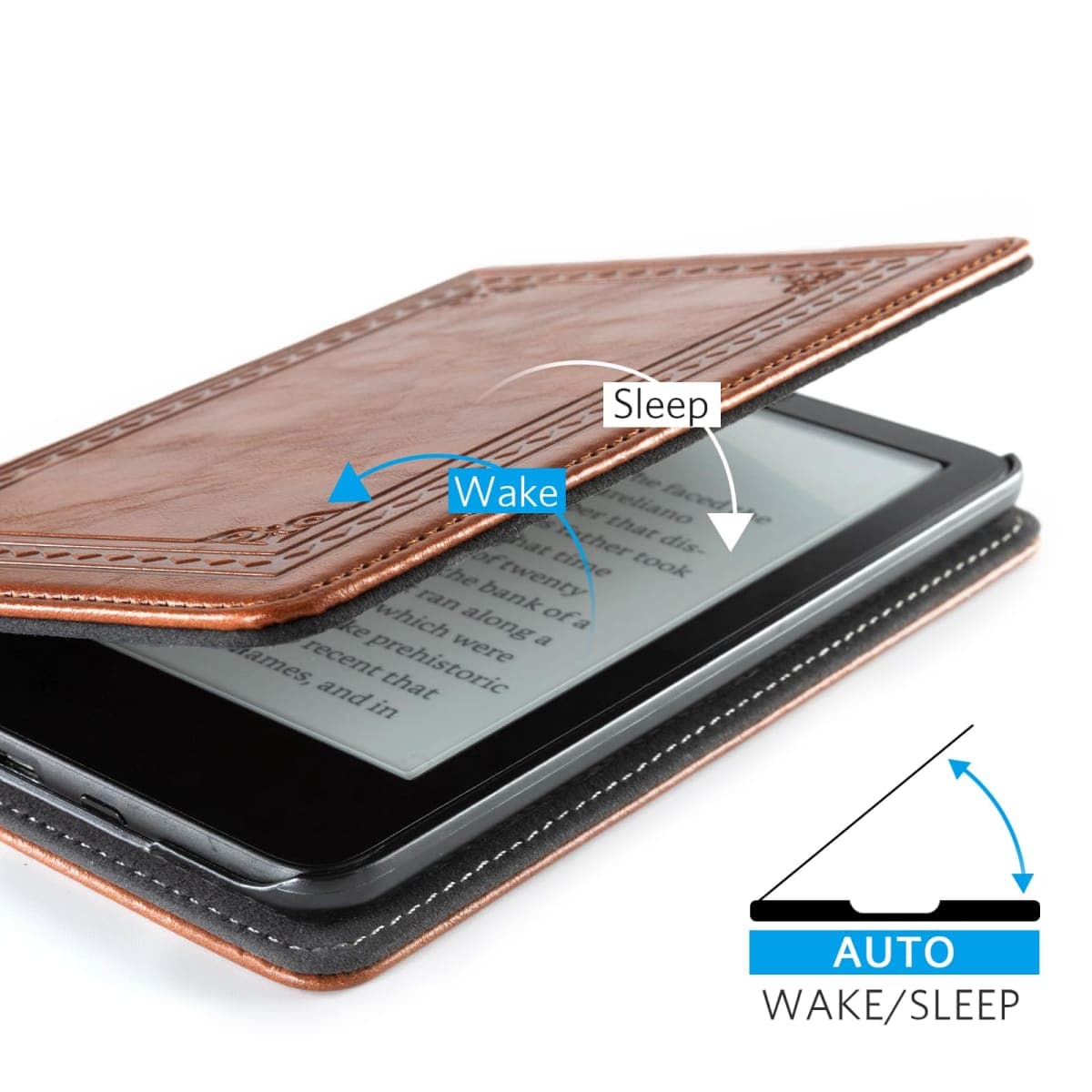 CoBak Case with Stand for 6 Inch Kindle 2024 and 2022 Releases (11th Generation)– PU Leather Smart Cover with Auto Sleep/Wake & Hand Strap, Premium Protective Case for Kindle Basic,Vintage Brown thumbnail 3