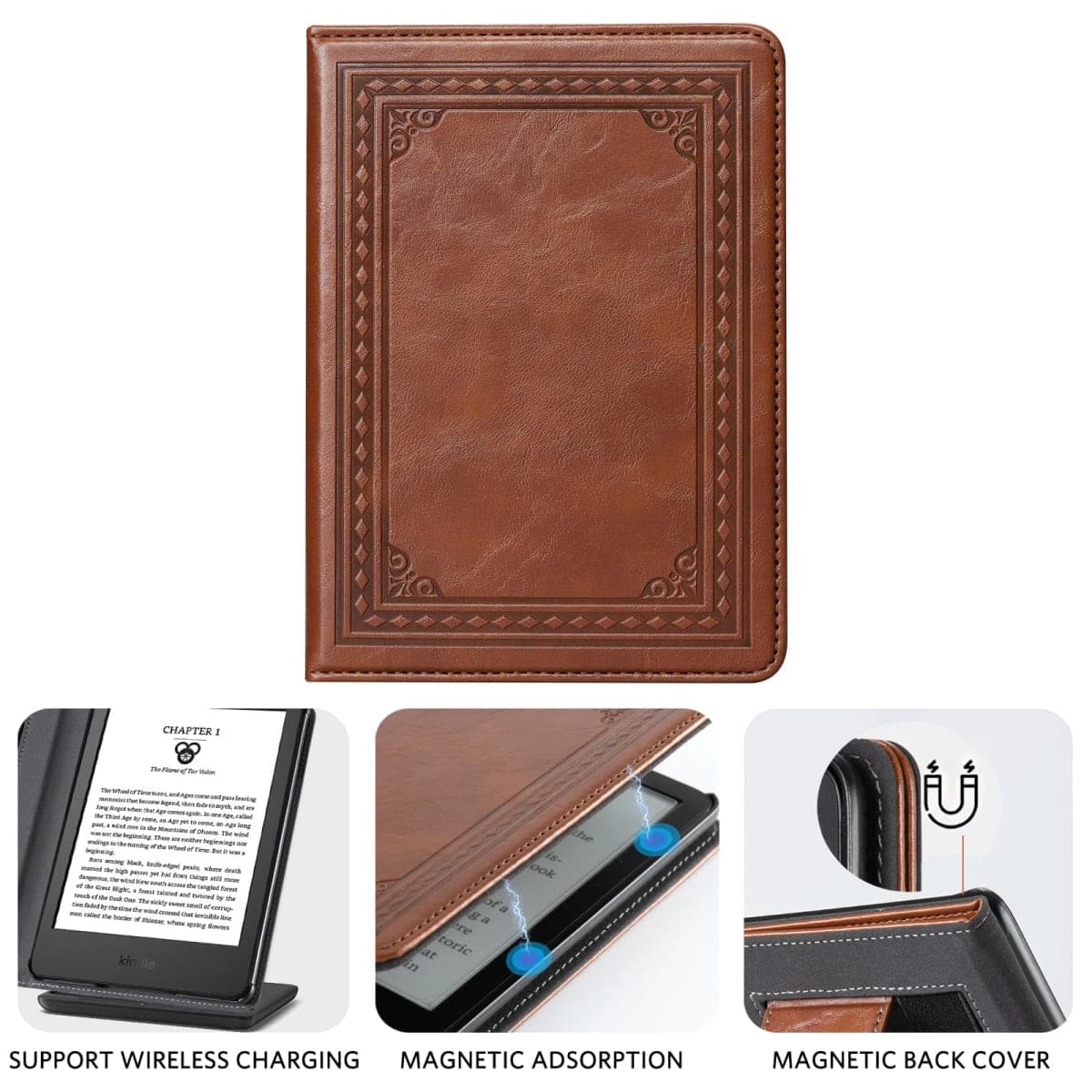 CoBak Case with Stand for 6 Inch Kindle 2024 and 2022 Releases (11th Generation)– PU Leather Smart Cover with Auto Sleep/Wake & Hand Strap, Premium Protective Case for Kindle Basic,Vintage Brown thumbnail 4