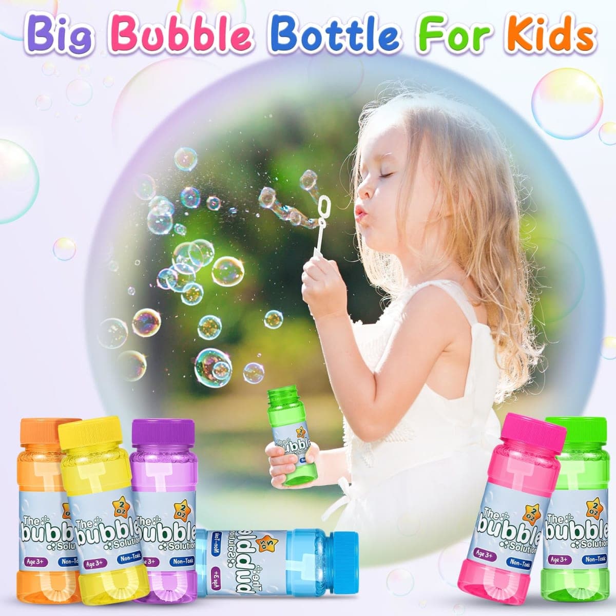 36 Pack Bubble Bottles with Wand in 6 Colors, Bulk Party Favors for Kids, Birthday, Christmas, New Year, Valentine, Carnival, School Classroom Prizes for Boys & Girls, Ideal Goodies Bags Stuffers thumbnail 3