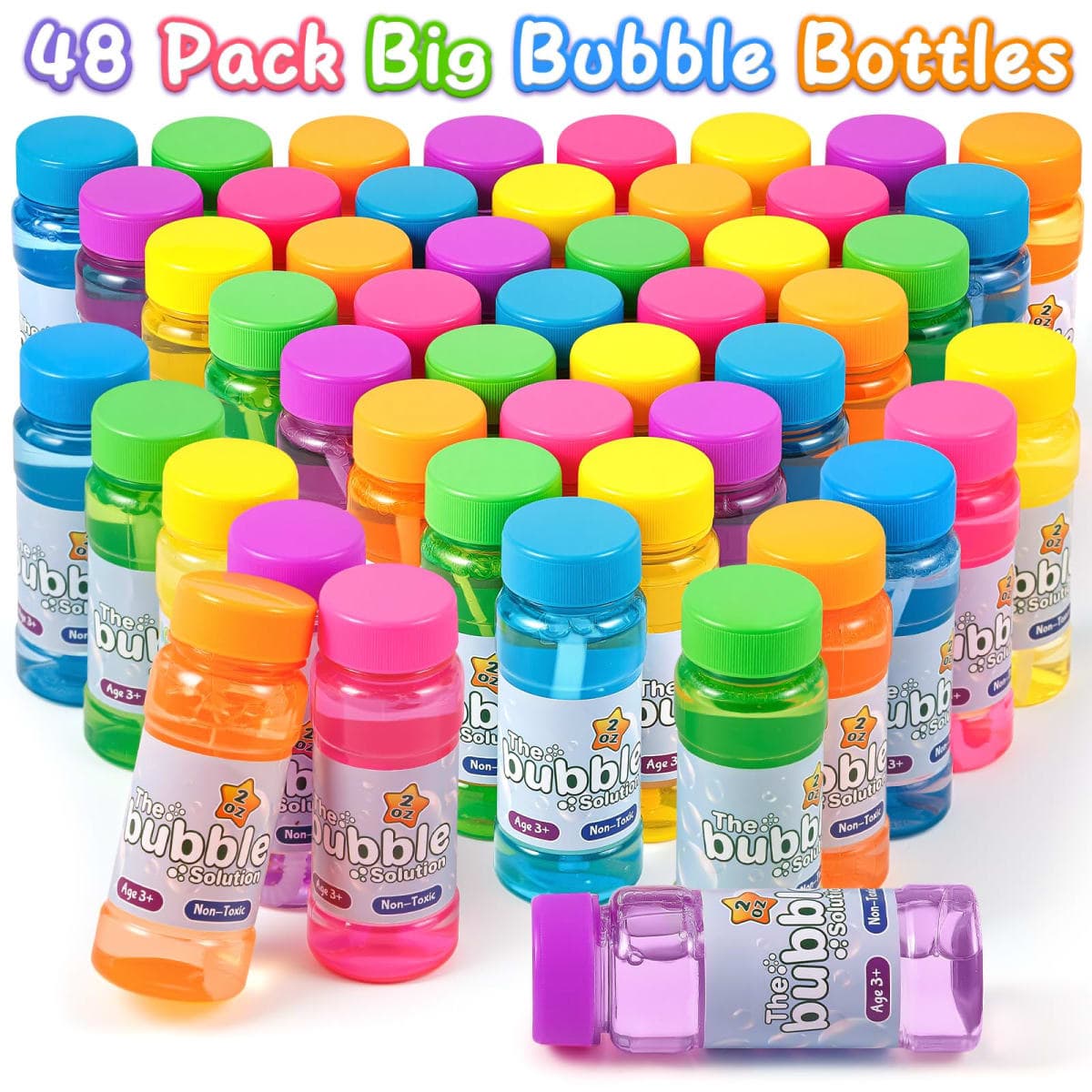 36 Pack Bubble Bottles with Wand in 6 Colors, Bulk Party Favors for Kids, Birthday, Christmas, New Year, Valentine, Carnival, School Classroom Prizes for Boys & Girls, Ideal Goodies Bags Stuffers thumbnail 4