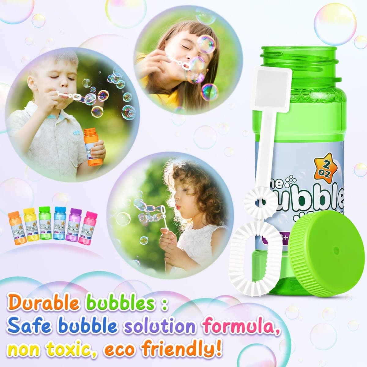 36 Pack Bubble Bottles with Wand in 6 Colors, Bulk Party Favors for Kids, Birthday, Christmas, New Year, Valentine, Carnival, School Classroom Prizes for Boys & Girls, Ideal Goodies Bags Stuffers thumbnail 5