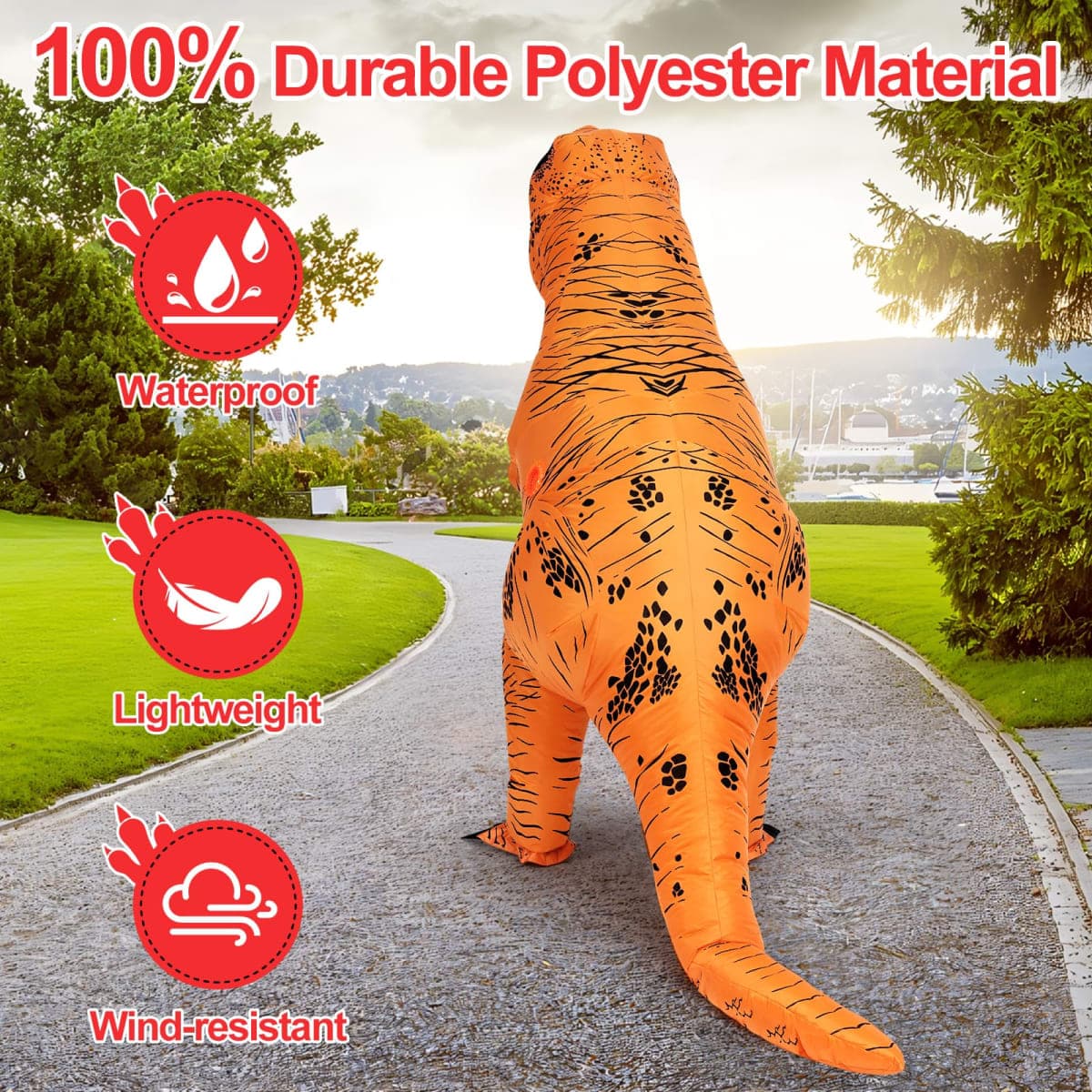 viwzon Inflatable Dinosaur Costume for Adult, Inflatable Costume for Halloween Parties Blow Up T-Rex Costume Adult Brown thumbnail 5