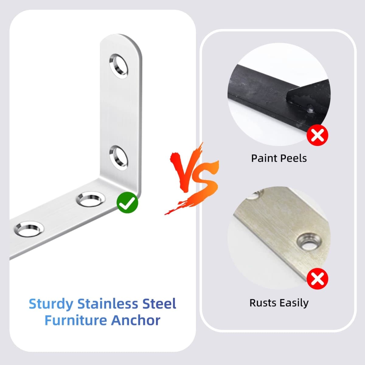 Furniture Anchors (4 Pack) Cabinet Anti Tip Kit for Baby Pet Proofing, Stainless Steel Furniture Wall Anchor Dresser Wall Safety Anchor Bookcase Prevent Falling Earthquake Straps for Child 5Inch thumbnail 4