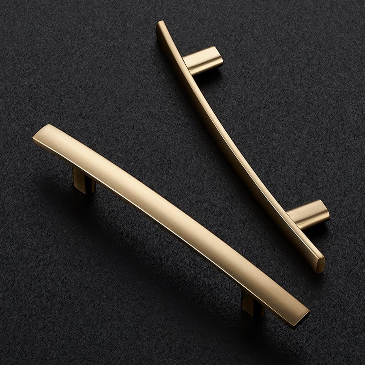 Ravinte 10 Pack Solid 3 Inch Hole Center Cruved Bar Cabinet Handles 5-3/16” Length Kitchen Cabinet Pulls Black Drawer Pulls Kitchen Hardware Champagne Bronze Dresser Pulls for Cupboard thumbnail 2
