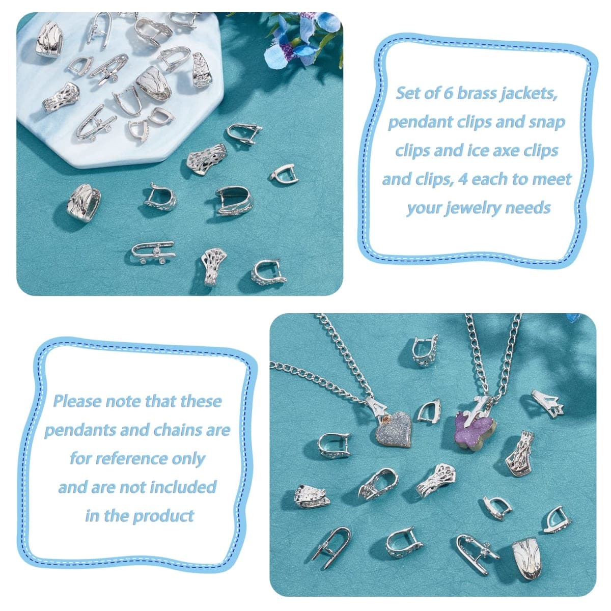 SUPERFINDINGS 24Pcs 6 Style Brass Pinch Bails Set Platinum Ice Pick Pinch Bails Bead Pendant Connector Jewelry Clasps Snap On Bails Pinch Hook for Jewelry Making thumbnail 5