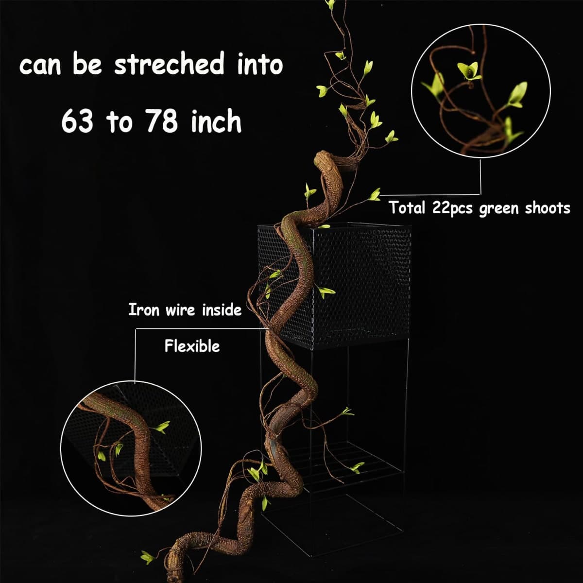 CONGZHANHH Bendable 63in Artificial Tree Twigs Cane Wood Vine Branches Fake Plants Trunk Garland with Leaves for Home Wedding Garden Wall Hanging Mantel Christmas Thanksgiving Day Decoration thumbnail 2