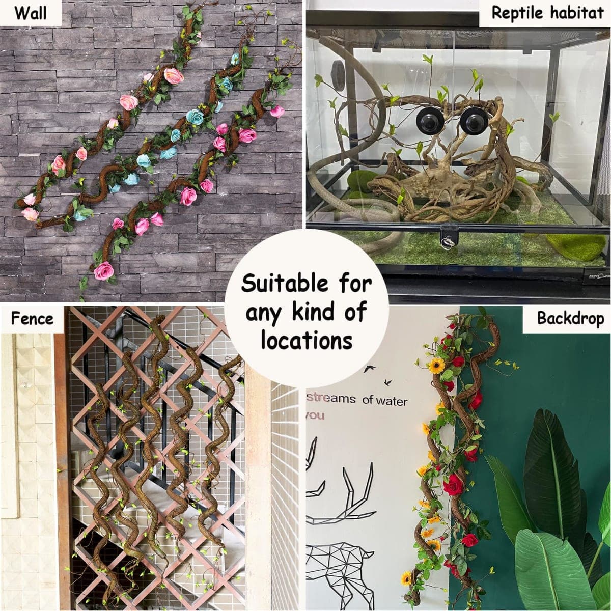 CONGZHANHH Bendable 63in Artificial Tree Twigs Cane Wood Vine Branches Fake Plants Trunk Garland with Leaves for Home Wedding Garden Wall Hanging Mantel Christmas Thanksgiving Day Decoration thumbnail 4