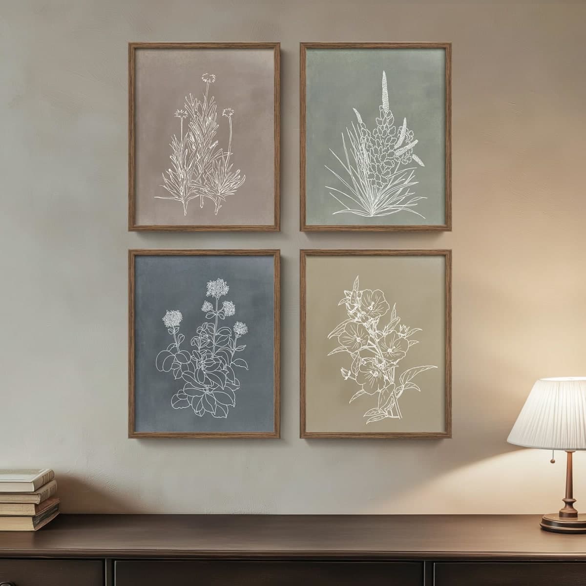 Framed Boho Botanical Wall Art for Bathroom, 4 Piece Rustic Floral Canvas Painting Prints Artwork, Vintage Neutral Flower Pictures for Farmhouse Bedroom Dining Room Kitchen Office Wall Decor, 8x10 In thumbnail 3