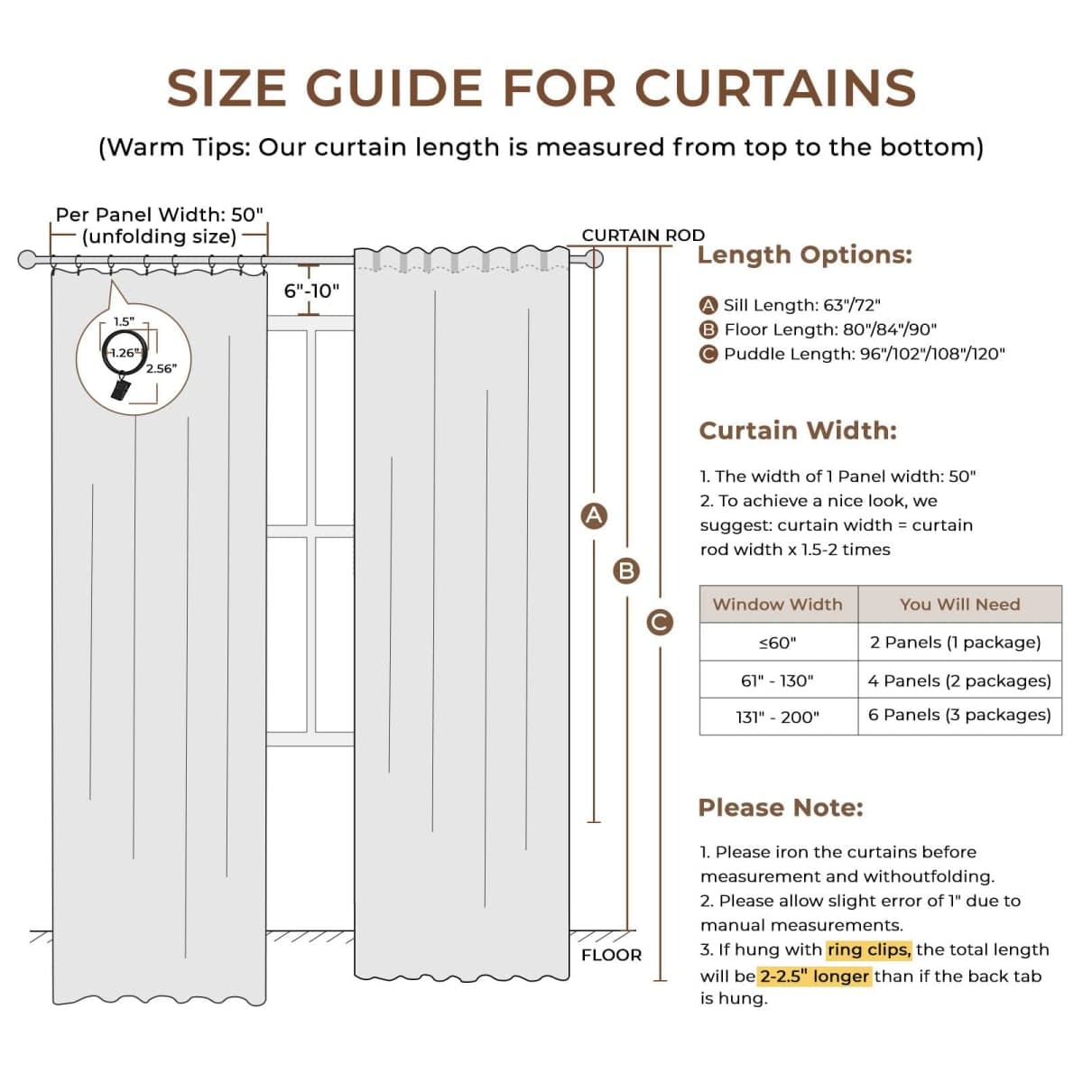 INOVADAY 100% Blackout Curtains for Bedroom, Mustard Yellow Black Out Curtains 96 Inch Long, Clip Rings Linen Blackout Drapes, Thermal Insulated Room Darkening for Living Room, 2 Panels - W50xL96 thumbnail 5