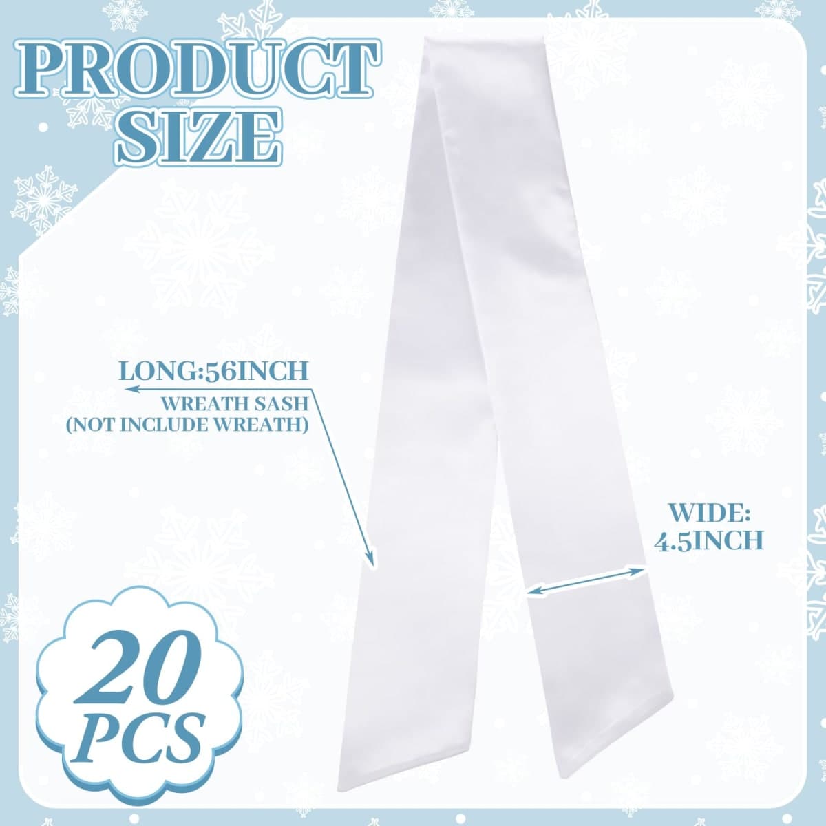 VitalCozy 20 Pcs Wreath Sash for Front Door Blank Wreath Sash Accessories Embroidery Plain Blanks for Embroidery Monogram Party Farmhouse Indoor Outdoor Wedding Decor, 4.49'' x 56.3'' (White) thumbnail 3