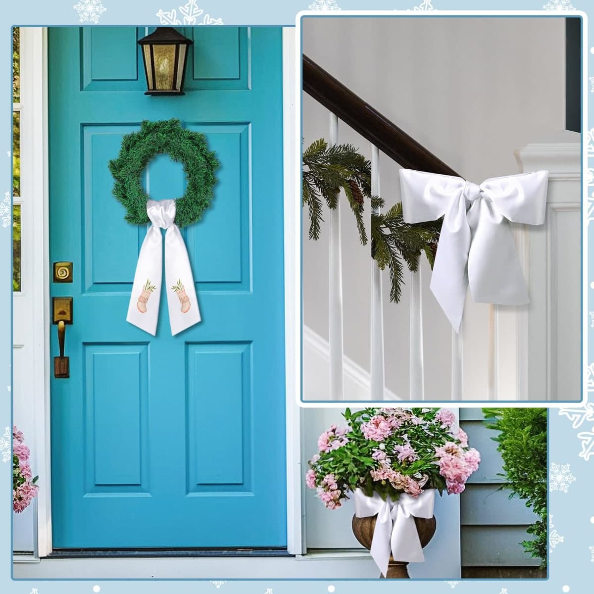 VitalCozy 20 Pcs Wreath Sash for Front Door Blank Wreath Sash Accessories Embroidery Plain Blanks for Embroidery Monogram Party Farmhouse Indoor Outdoor Wedding Decor, 4.49'' x 56.3'' (White) thumbnail 5