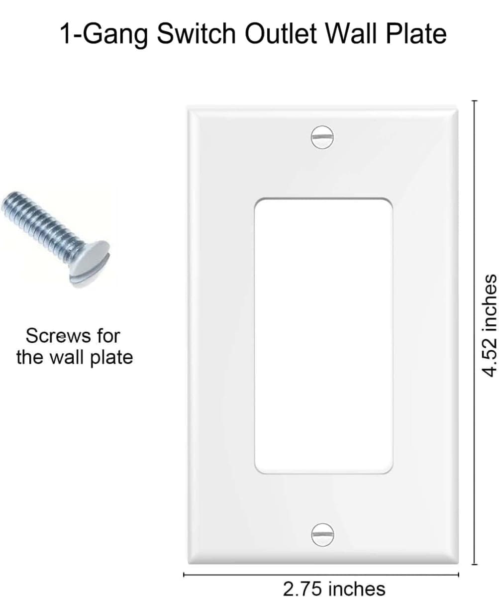 Decorator Wall Plates 1-Gang Switch Outlet Electrical Cover Pate Unbreakable Thermoplastic Faceplate for Light Receptacle Outlet Switch, White (10 Pack) thumbnail 3