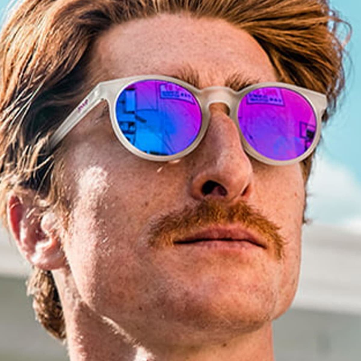 goodr Strange Things Are Afoot Polarized Round Sunglasses, Small Sized (Circle G), Clear Translucent Frame with Purple Mirrored Reflective Lenses, UV400 Protection, No Slip, No Bounce thumbnail 4