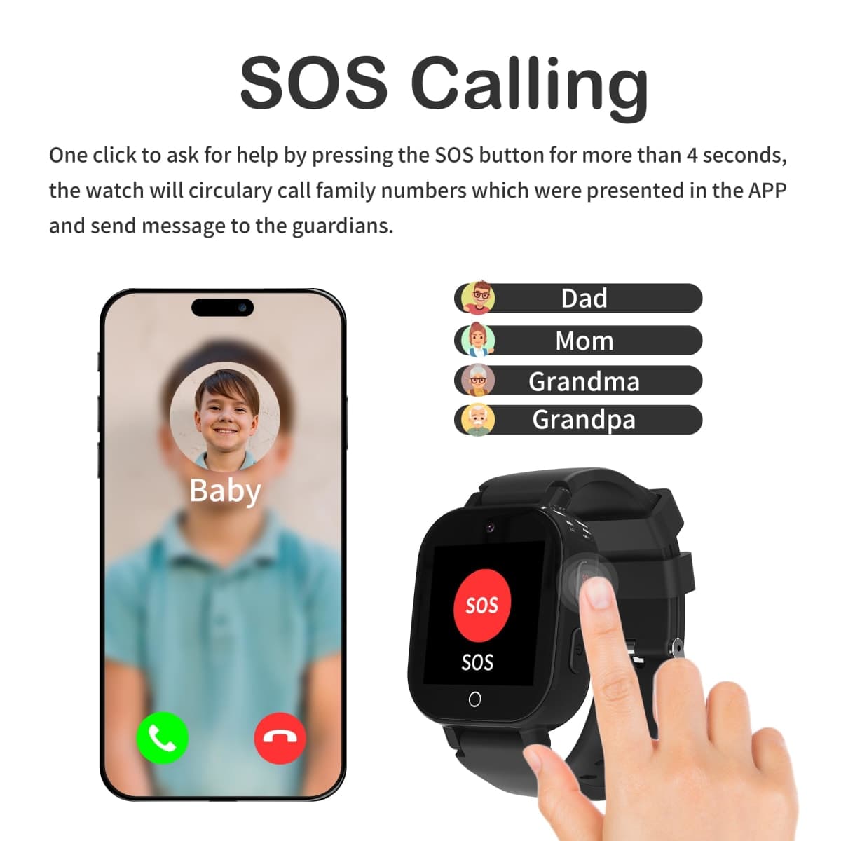 Phyulls 4G Kids Smart Watch Boys with GPS Tracker & Video Calling Texting, Waterproof Smartwatches Age 4-12, One-Key SOS Call Voice Chat WiFi Alarm Sport Pedometer GPS Tracker Watch thumbnail 5
