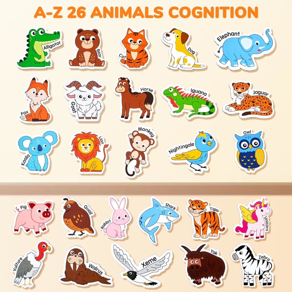 JoyCat Wooden Magnets for Kids – 26 Cute A-Z Animals Fridge Magnets for Toddlers, Large Magnetic Animal Refrigerator Toys, Fun Educational Learning Gifts for Toddlers 2 3 4 5 Years Old thumbnail 2