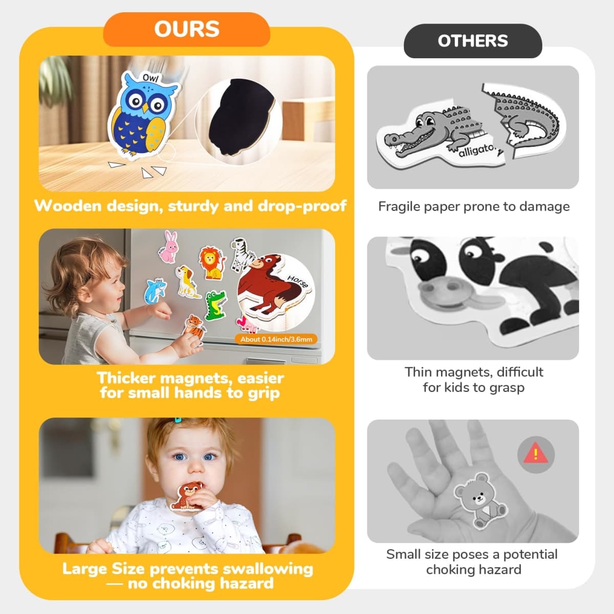 JoyCat Wooden Magnets for Kids – 26 Cute A-Z Animals Fridge Magnets for Toddlers, Large Magnetic Animal Refrigerator Toys, Fun Educational Learning Gifts for Toddlers 2 3 4 5 Years Old thumbnail 4