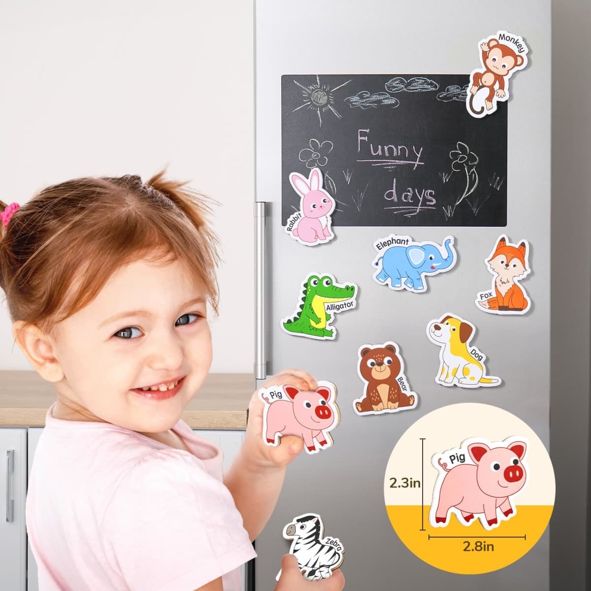 JoyCat Wooden Magnets for Kids – 26 Cute A-Z Animals Fridge Magnets for Toddlers, Large Magnetic Animal Refrigerator Toys, Fun Educational Learning Gifts for Toddlers 2 3 4 5 Years Old thumbnail 5