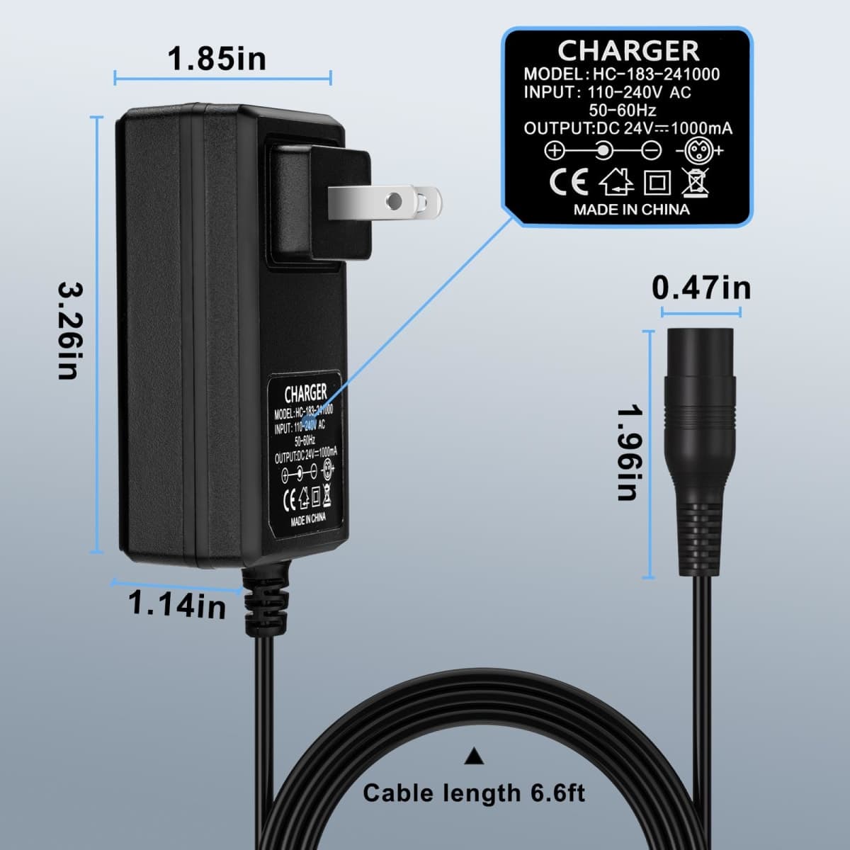24V Charger for Electric Scooter Razor MX350 Electric Scooter Dirt Bike E100 E175 E200 E200S E300 E300S E500 Pocket Mod, Sports Mod and Dirt Quad thumbnail 4