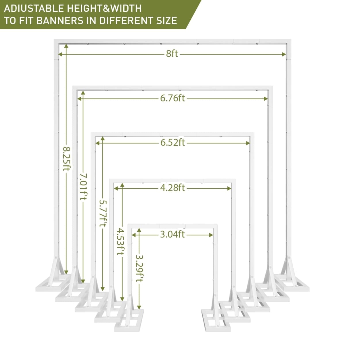 8.2FT Adjustable Backdrop Stand Kit - Square Wedding Arch & Balloon Arch for Photo Booth Background, Baby Shower, Birthday Party Decorations (Portable Frame) (White) thumbnail 2