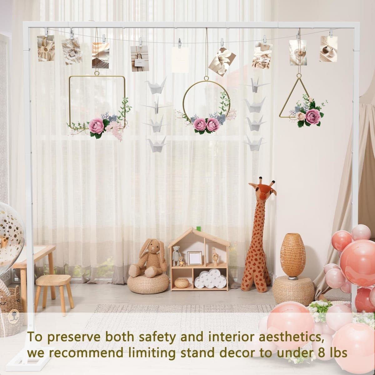 8.2FT Adjustable Backdrop Stand Kit - Square Wedding Arch & Balloon Arch for Photo Booth Background, Baby Shower, Birthday Party Decorations (Portable Frame) (White) thumbnail 3