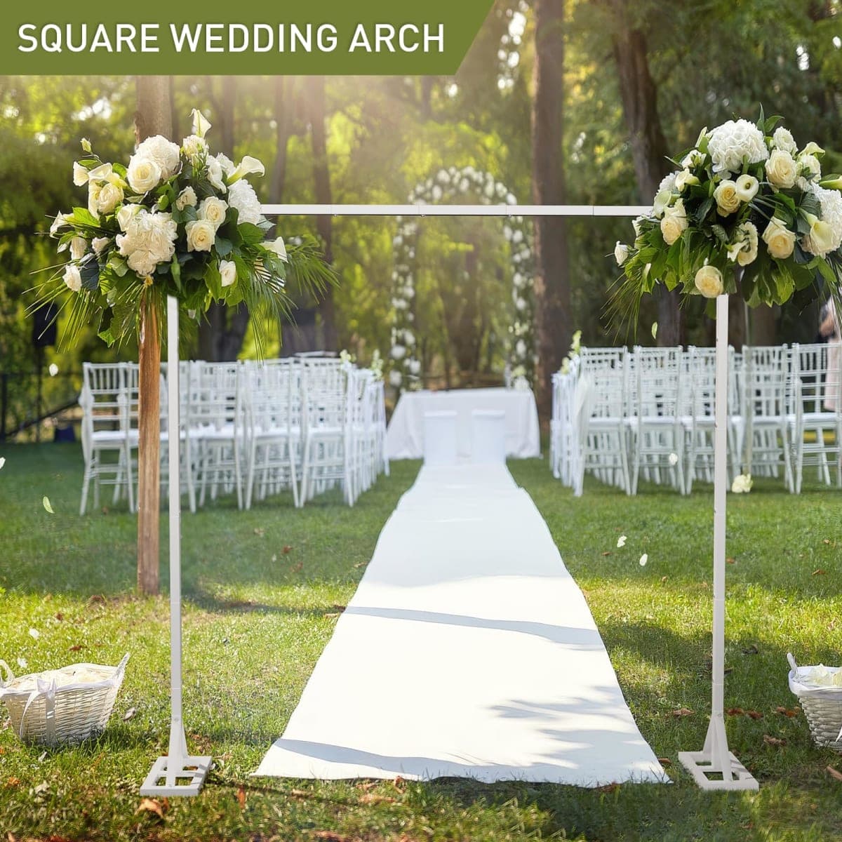 8.2FT Adjustable Backdrop Stand Kit - Square Wedding Arch & Balloon Arch for Photo Booth Background, Baby Shower, Birthday Party Decorations (Portable Frame) (White) thumbnail 4