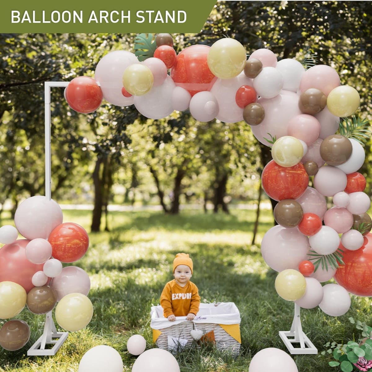 8.2FT Adjustable Backdrop Stand Kit - Square Wedding Arch & Balloon Arch for Photo Booth Background, Baby Shower, Birthday Party Decorations (Portable Frame) (White) thumbnail 5