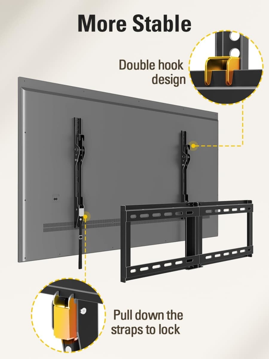 Mounting Dream TV Wall Mount for Most 37-75" TVs, Tilting TV Mount Low Profile up to VESA 600x400mm and 132 LBS Loading, Fits 16", 18", 24" Studs, Easy for TV Centering and Space Saving MD2268-LK thumbnail 5