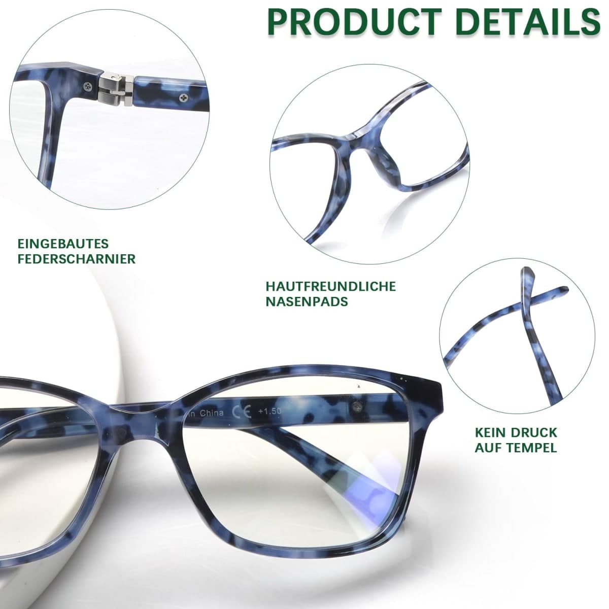 STASTEND 4 Pack Progressive Multifocus Reading Glasses for Women Men Spring Hinge Blue Light Blocking Readers (Multicolor-1, 1.75, x) thumbnail 3