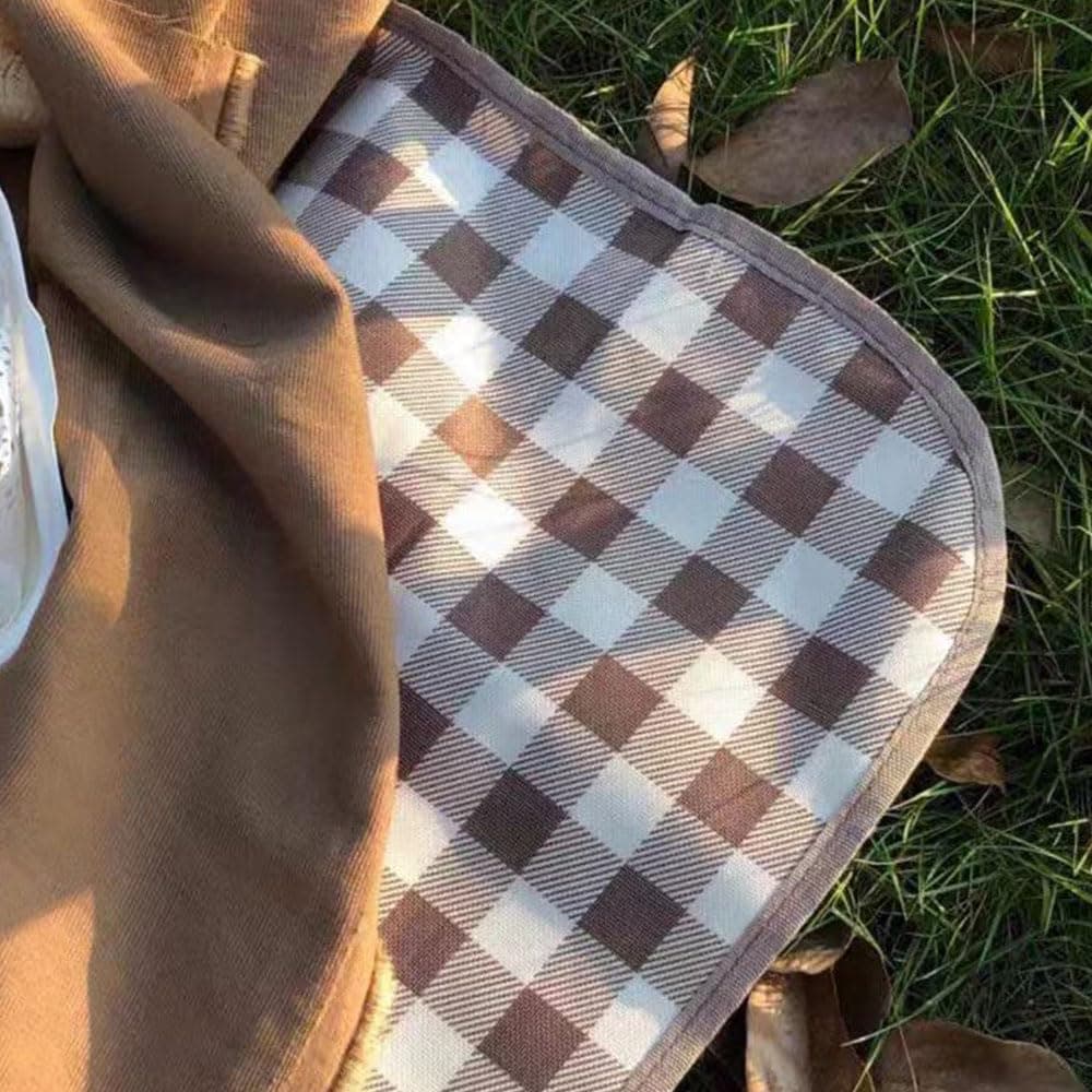 K Y KANGYUN Outdoor Picnic Blanket, Extra Large Beach Blankets, Foldable Lightweight Waterproof Sand Mat, Picnic Blanket 80" x 60" for Beach Camping Hiking Park Patio (Brown, 80x60 inch) thumbnail 4